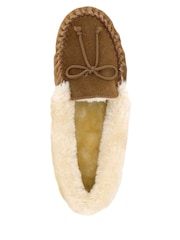 JD Williams Chestnut Classic Suede Moccasin Slippers in Wide Fit - Image 3 of 3