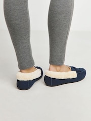JD Williams Classic Suede Moccasin Slippers in Extra Wide Fit - Imagen 2 de 6