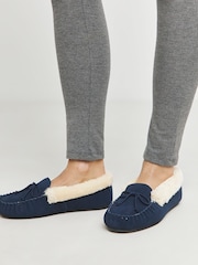 JD Williams Classic Suede Moccasin Slippers in Extra Wide Fit - Imagen 3 de 6