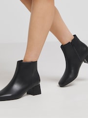 JD Williams Black Low Block Heel Ankle Boots In Extra Wide Fit - Image 1 of 4