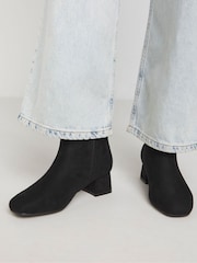 JD Williams Black Low Block Heel Ankle Boots In Extra Wide Fit - Image 3 of 4
