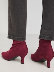 JD Williams Burgundy Kitten Heel Sock Boots In Extra Wide Fit - Image 2 of 4