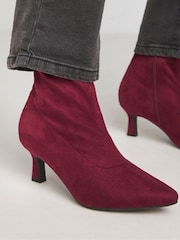 JD Williams Burgundy Kitten Heel Sock Boots In Extra Wide Fit - Image 3 of 4