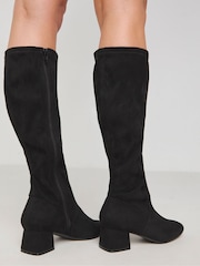 JD Williams Black Low Block Heel Knee High Boots in Extra Wide Fit - Image 2 of 4