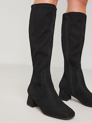 JD Williams Black Low Block Heel Knee High Boots in Extra Wide Fit - Image 3 of 4