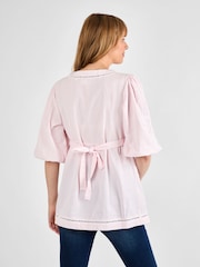 JoJo Maman Bébé Pink Stripe Embroidered Maternity Blouse - Image 2 of 4