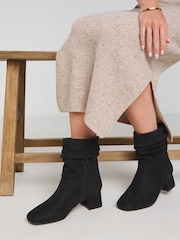 JD Williams Black Heeled Slouch Boots In Extra Wide Fit - Image 1 of 4