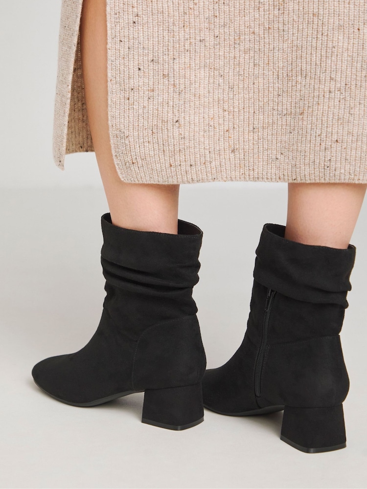 JD Williams Black Heeled Slouch Boots In Extra Wide Fit - Image 2 of 4