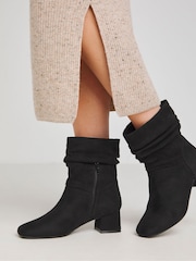 JD Williams Black Heeled Slouch Boots In Extra Wide Fit - Image 3 of 4