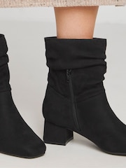 JD Williams Black Heeled Slouch Boots In Extra Wide Fit - Image 4 of 4