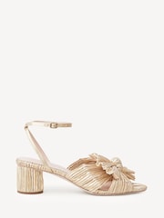 Loeffler Randall Gold Dahlia Pleated Knot Sandals With Ankle Strap - Image 1 of 6