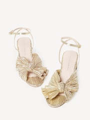 Loeffler Randall Gold Dahlia Pleated Knot Sandals With Ankle Strap - Image 4 of 6