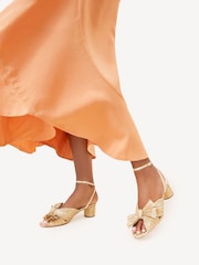 Loeffler Randall Gold Dahlia Pleated Knot Sandals With Ankle Strap - Image 6 of 6
