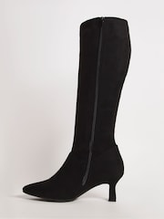 JD Williams Black Kitten Heel High Leg Boots in Extra Wide Fit Super Curvy - Image 2 of 4