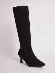 JD Williams Black Kitten Heel High Leg Boots in Extra Wide Fit Super Curvy - Image 3 of 4