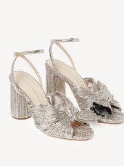 Loeffler Randall Gold Yellow Camellia Pleated Knot Heeled Sandals With Ankle Strap - Image 3 of 7