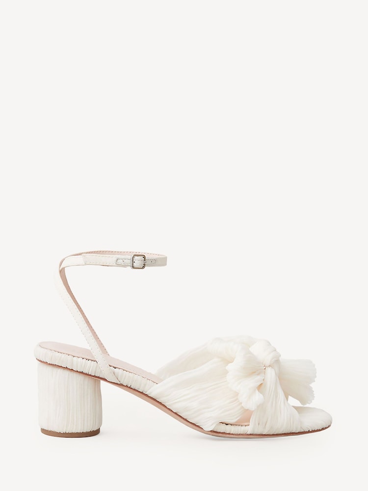 Loeffler Randall White Dahlia Pleated Knot Sandals Wth Ankle Strap - Image 1 of 5
