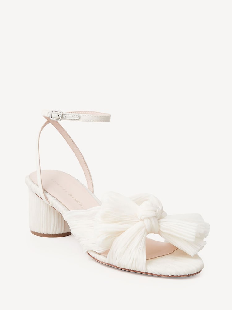 Loeffler Randall White Dahlia Pleated Knot Sandals Wth Ankle Strap - Image 2 of 5