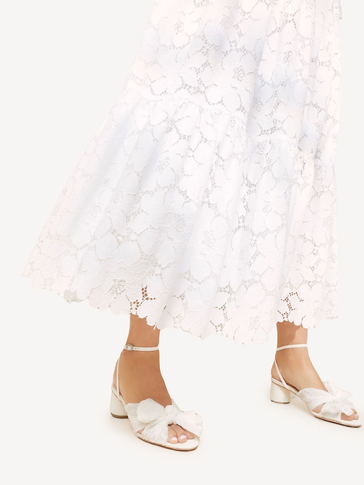 Loeffler Randall White Dahlia Pleated Knot Sandals Wth Ankle Strap - Image 5 of 5