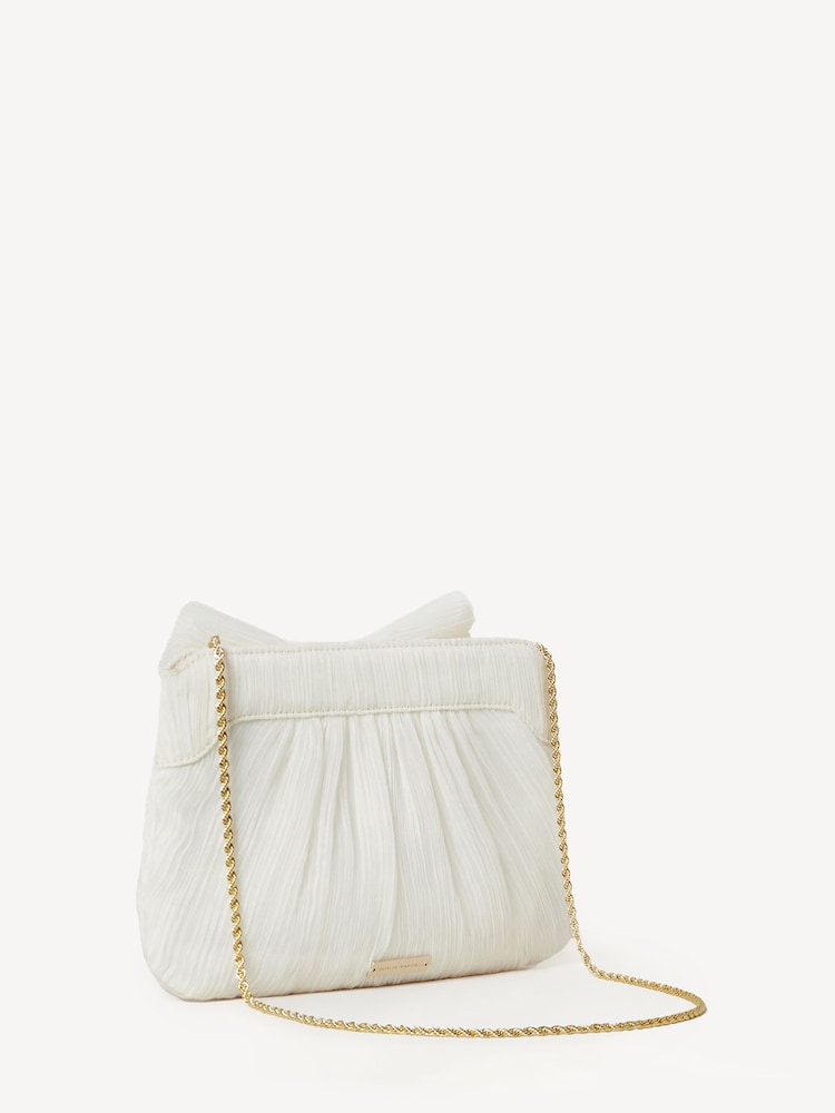 Loeffler Randall White Rayne Frame Clutch With Bow - Image 2 of 7