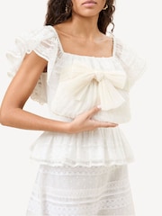 Loeffler Randall White Rayne Frame Clutch With Bow - Image 7 of 7