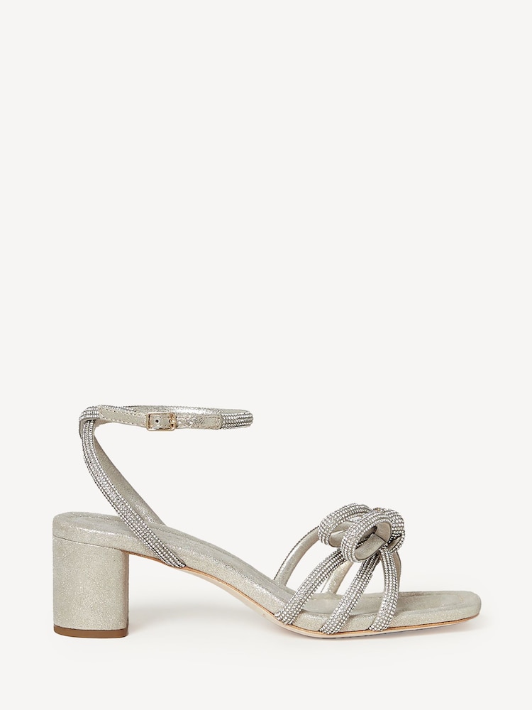 Loeffler Randall Silver Mikel Mid Heel Bow Sandals - Image 1 of 5