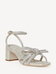 Loeffler Randall Silver Mikel Mid Heel Bow Sandals - Image 2 of 5