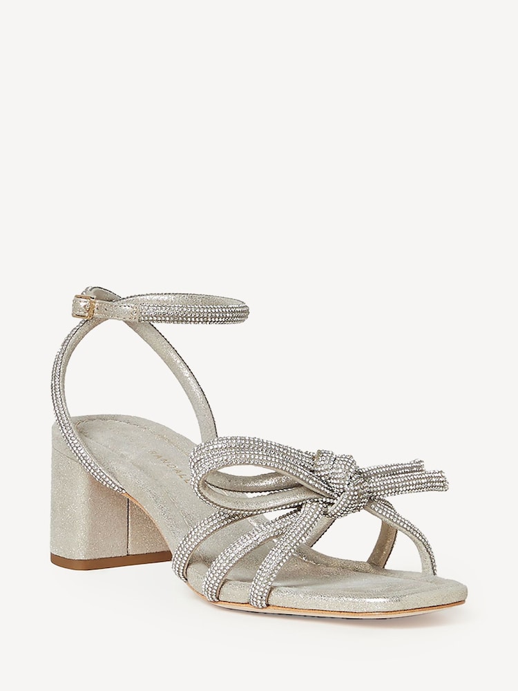 Loeffler Randall Silver Mikel Mid Heel Bow Sandals - Image 2 of 5