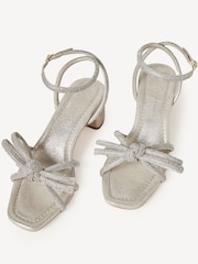 Loeffler Randall Silver Mikel Mid Heel Bow Sandals - Image 3 of 5