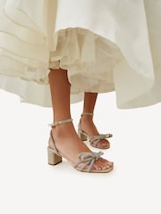 Loeffler Randall Silver Mikel Mid Heel Bow Sandals - Image 5 of 5
