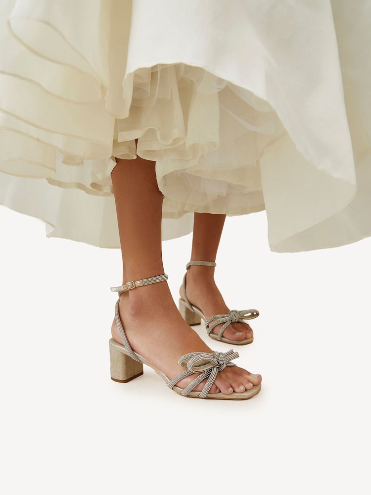 Loeffler Randall Silver Mikel Mid Heel Bow Sandals - Image 5 of 5