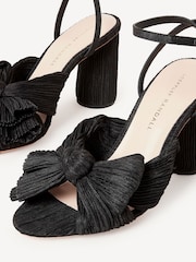 Loeffler Randall Black Camellia Pleated Knot Heeled Sandals With Ankle Strap - Image 3 of 6