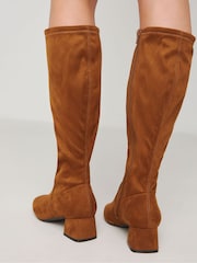 JD Williams Natural Low Block Heel Knee High Boots in Extra Wide Fit - Image 2 of 4