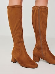 JD Williams Natural Low Block Heel Knee High Boots in Extra Wide Fit - Image 3 of 4