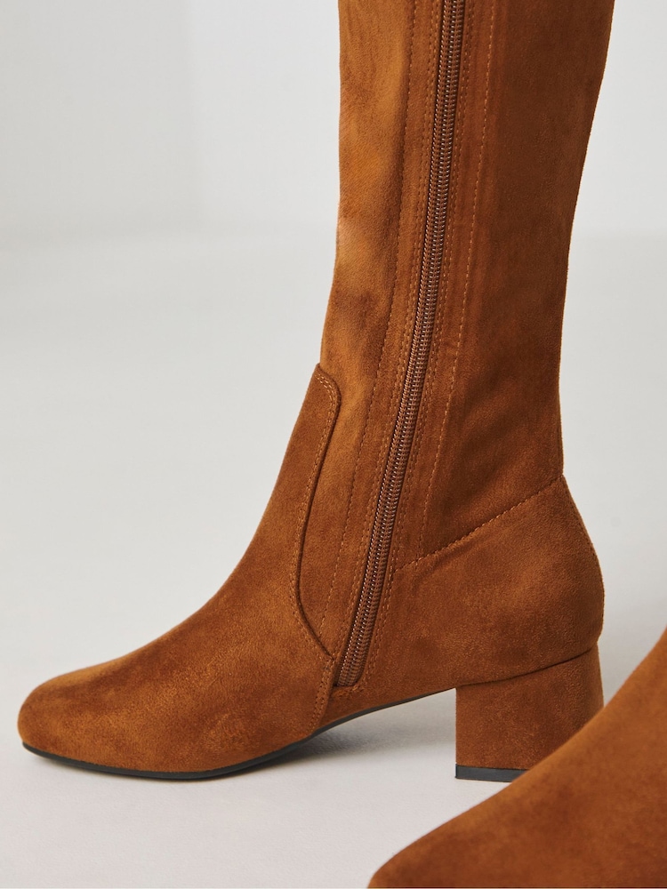 JD Williams Natural Low Block Heel Knee High Boots in Extra Wide Fit - Image 4 of 4