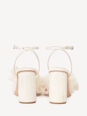 Loeffler Randall White Camellia Pleated Knot Heeled Sandals With Ankle Strap - Image 2 of 5