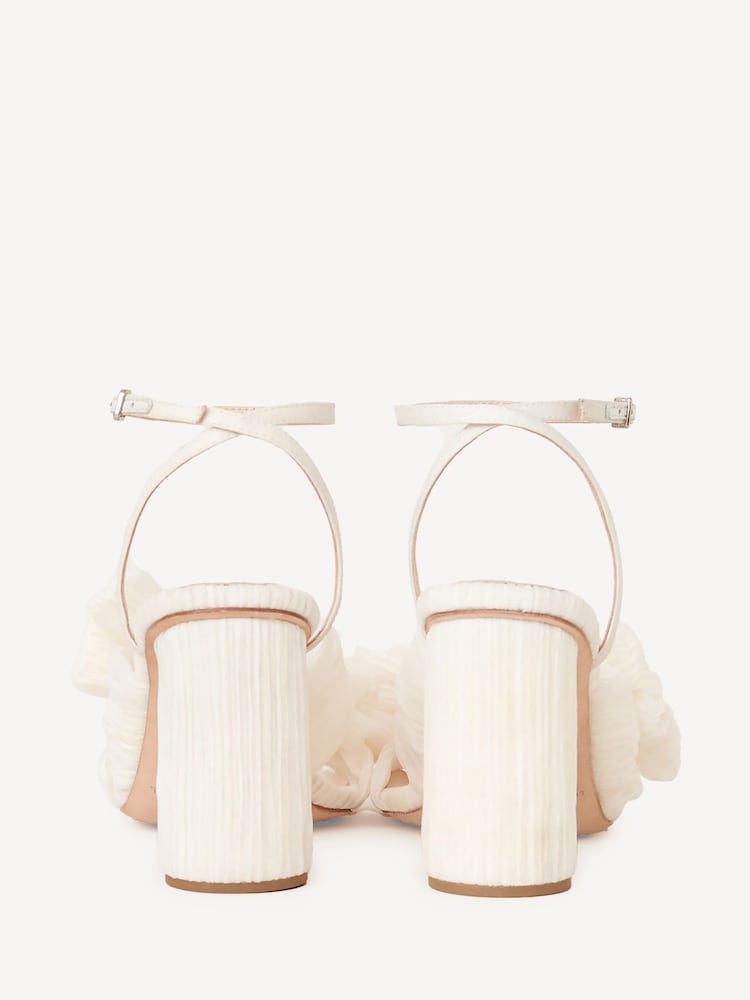 Loeffler Randall White Camellia Pleated Knot Heeled Sandals With Ankle Strap - Image 2 of 5