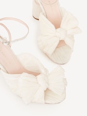 Loeffler Randall White Camellia Pleated Knot Heeled Sandals With Ankle Strap - Image 3 of 5