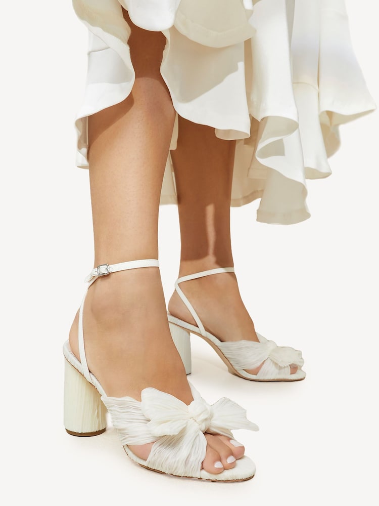 Loeffler Randall White Camellia Pleated Knot Heeled Sandals With Ankle Strap - Image 5 of 5