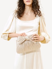 Loeffler Randall Silver Plated Rayne Frame Clutch With Bow - Image 4 of 4