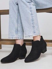JD Williams Black Extra Wide Fit Classic Synthetic Western Ankle Boots in Wide Fit - Image 1 of 4