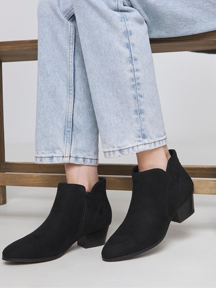 JD Williams Black Wide Fit Classic Synthetic Western Ankle Boots in Wide Fit - Image 1 of 4