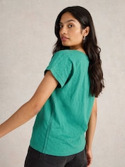 White Stuff Green Nelly Notch Neck T-Shirt - Image 2 of 6