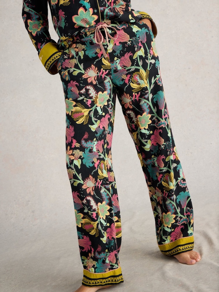 White Stuff Black Print Nina Organic Pyjamas Bottoms - Image 1 of 6 White Stuff Black Print Nina Organic Pyjamas Bottoms - Image 1 of 6