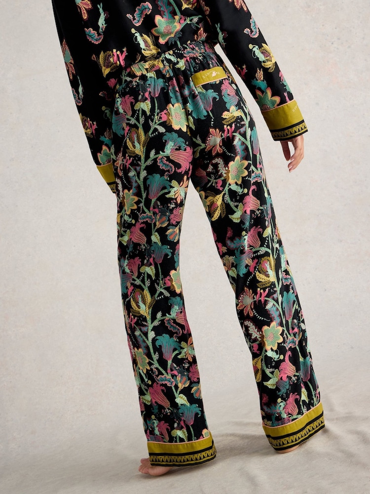 White Stuff Black Print Nina Organic Pyjamas Bottoms - Image 2 of 6