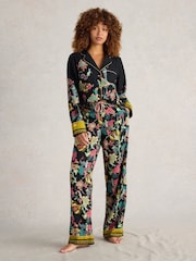 White Stuff Black Print Nina Organic Pyjamas Bottoms - Image 3 of 6
