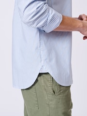Aubin Blue Stripe Chase Poplin 100% Cotton Shirt - Image 3 of 7
