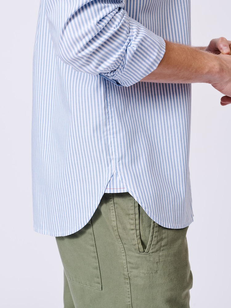 Aubin Blue Stripe Chase Poplin 100% Cotton Shirt - Image 3 of 7
