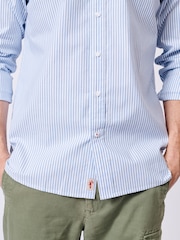 Aubin Blue Stripe Chase Poplin 100% Cotton Shirt - Image 4 of 7