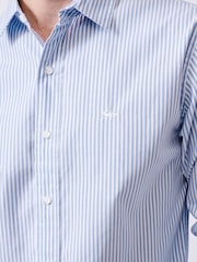 Aubin Blue Stripe Chase Poplin 100% Cotton Shirt - Image 5 of 7
